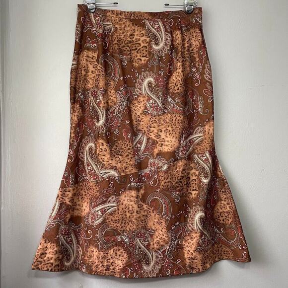 Robert Loius Size XL Brown Trumpet Skirt Flared Mermaid Goblincore Old Money - Picture 1 of 6